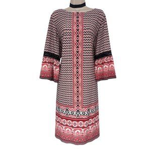 Size 18W 2X PRINTED SHIFT DRESS W/BELL SLEEVES Day/Evening All-Season PLUS SIZE